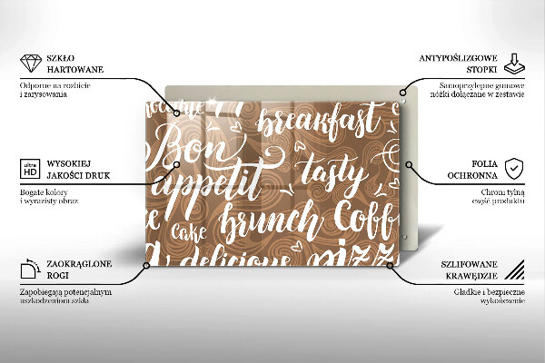 Üveg vágódeszka Bon appetit feliratok