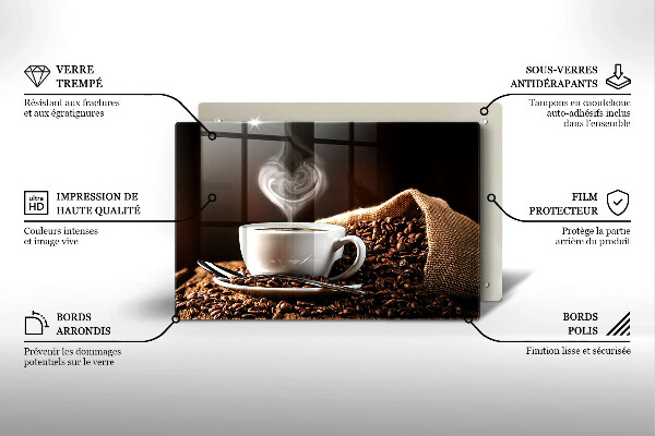 Üveg vágódeszka Kávé és egy csésze