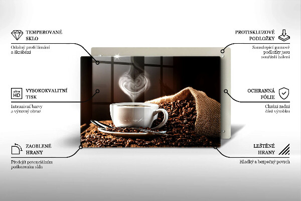 Üveg vágódeszka Kávé és egy csésze