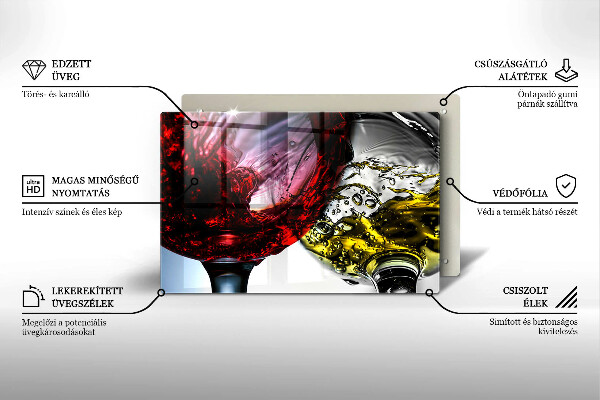 Üveg vágódeszka Pohár bor