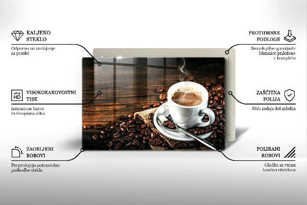 Üveg vágódeszka Csésze és kávébab