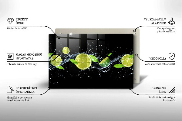 Üveg vágódeszka Lime mentavíz