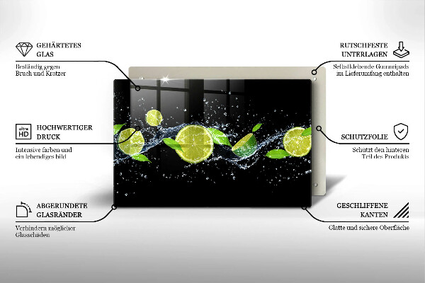 Üveg vágódeszka Lime mentavíz