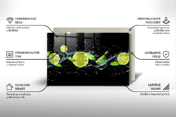 Üveg vágódeszka Lime mentavíz