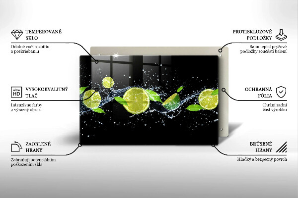 Üveg vágódeszka Lime mentavíz