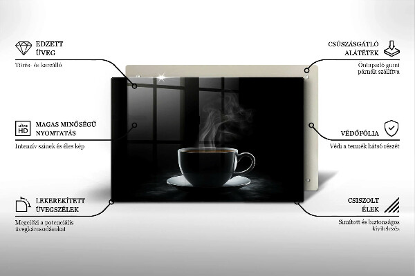 Üveg vágódeszka Forró csésze kávé