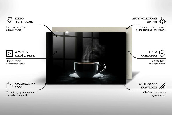 Üveg vágódeszka Forró csésze kávé