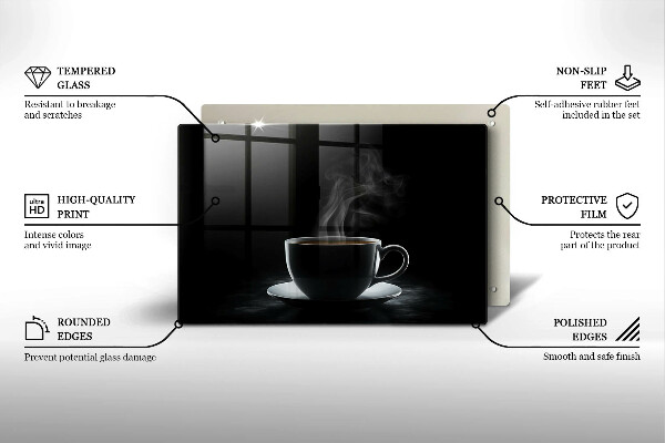 Üveg vágódeszka Forró csésze kávé