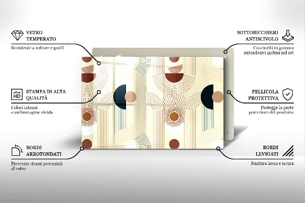 Üveg vágódeszka Boho geometriai formák
