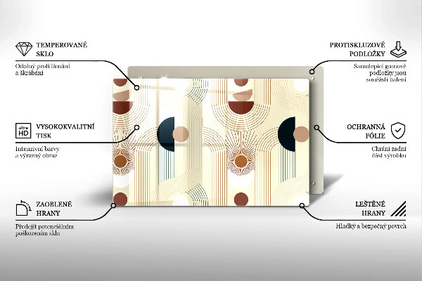 Üveg vágódeszka Boho geometriai formák