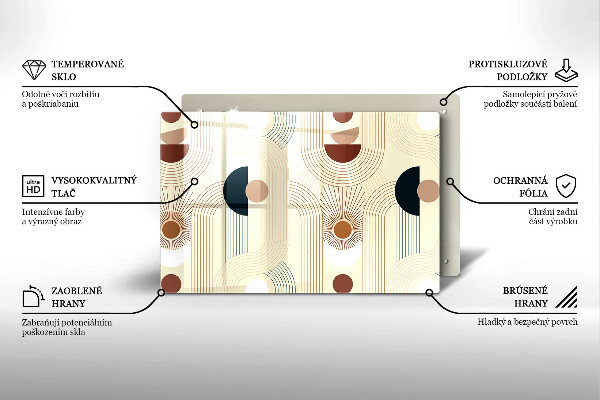 Üveg vágódeszka Boho geometriai formák