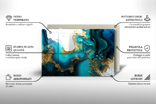 Üveg vágódeszka Türkiz absztrakció