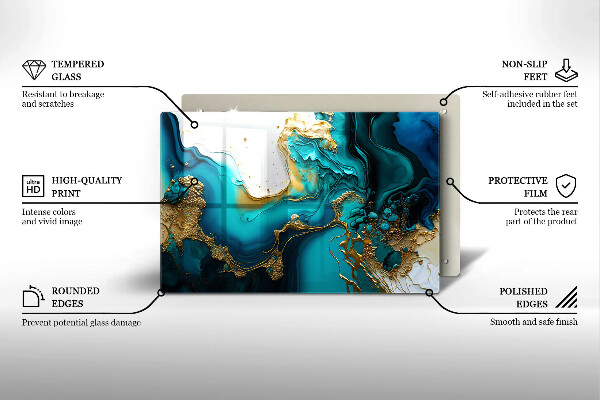 Üveg vágódeszka Türkiz absztrakció