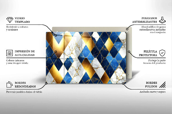 Üveg vágódeszka Arany márványrombuszok