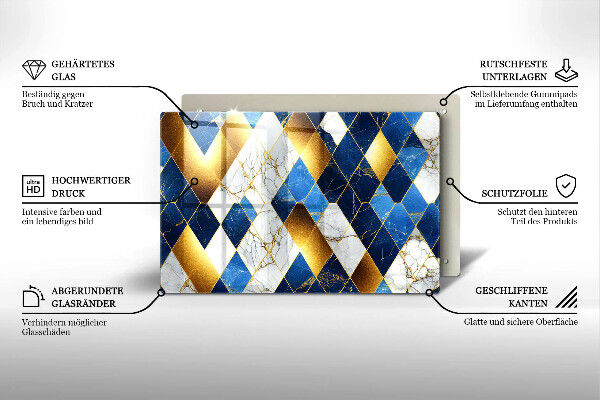 Üveg vágódeszka Arany márványrombuszok