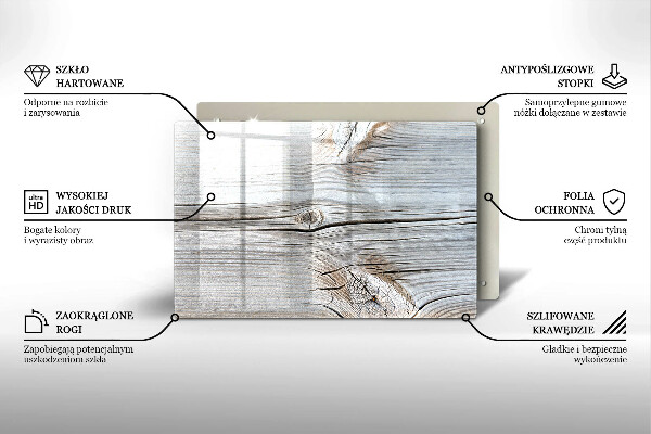 Üveg vágódeszka Világos fa szerkezet