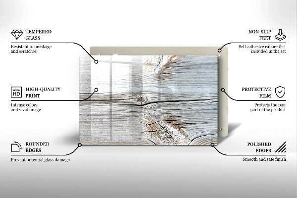 Üveg vágódeszka Világos fa szerkezet
