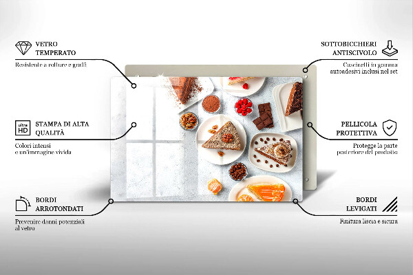 Üveg vágódeszka A torta édessége