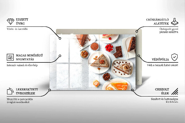 Üveg vágódeszka A torta édessége