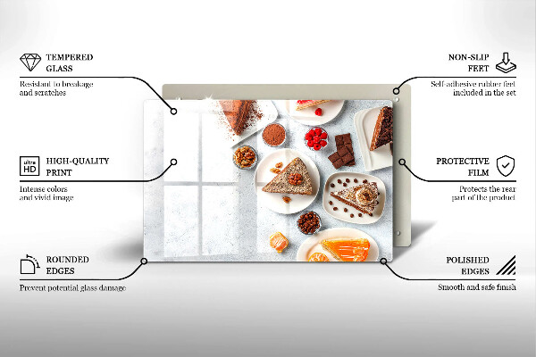 Üveg vágódeszka A torta édessége