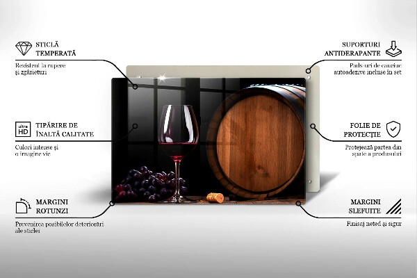 Üveg vágódeszka Hordós borospohár