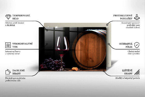 Üveg vágódeszka Hordós borospohár