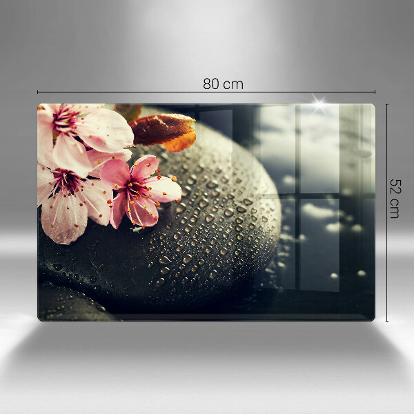 Üveg vágódeszka Virágok zen kövek