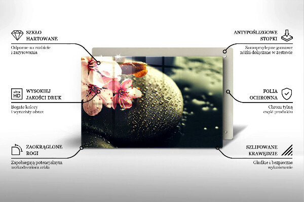 Üveg vágódeszka Virágok zen kövek