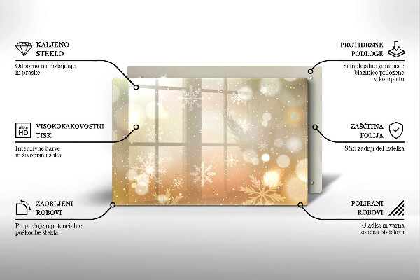 Üveg vágódeszka Hópelyhek