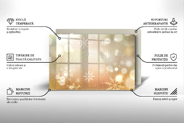 Üveg vágódeszka Hópelyhek