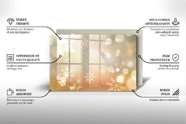 Üveg vágódeszka Hópelyhek