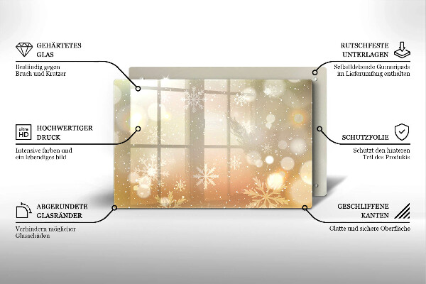 Üveg vágódeszka Hópelyhek