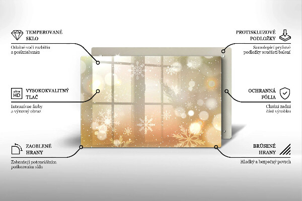 Üveg vágódeszka Hópelyhek