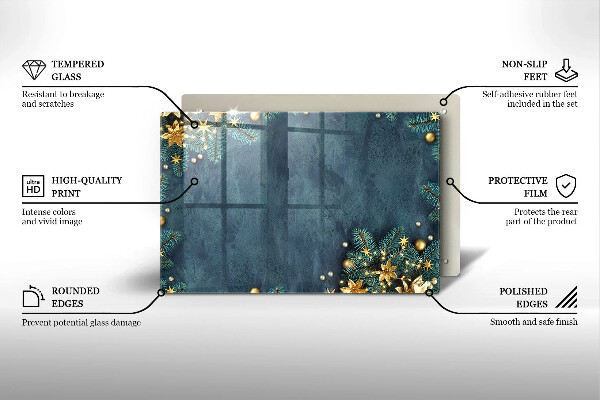 Üveg vágódeszka karácsonyi díszek