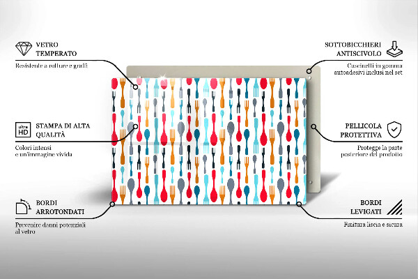 Üveg vágódeszka Kanál illusztráció