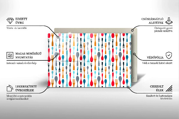 Üveg vágódeszka Kanál illusztráció