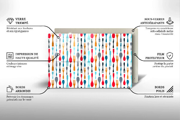 Üveg vágódeszka Kanál illusztráció