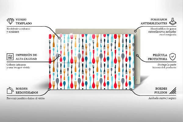 Üveg vágódeszka Kanál illusztráció