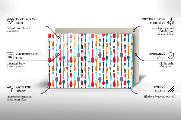 Üveg vágódeszka Kanál illusztráció