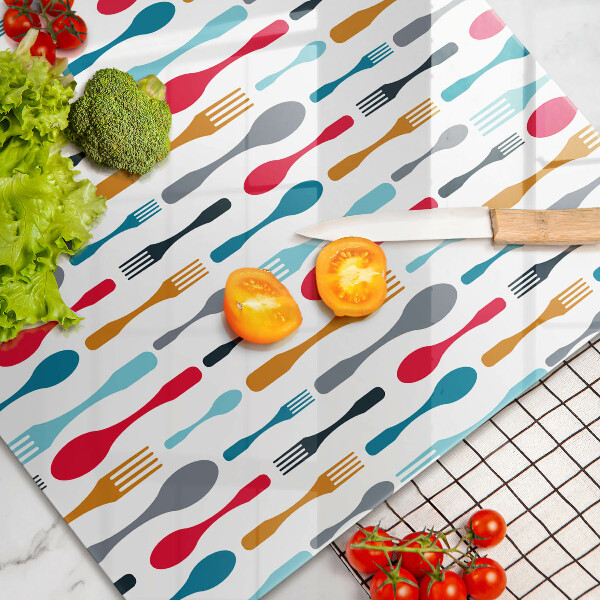 Üveg vágódeszka Kanál illusztráció