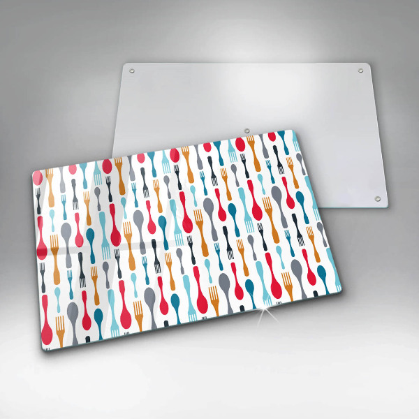 Üveg vágódeszka Kanál illusztráció