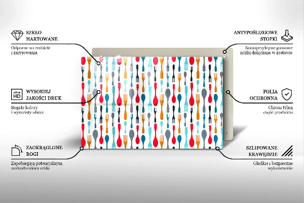Üveg vágódeszka Kanál illusztráció