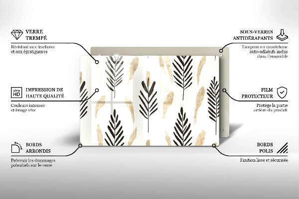 Üveg vágódeszka Boho növények