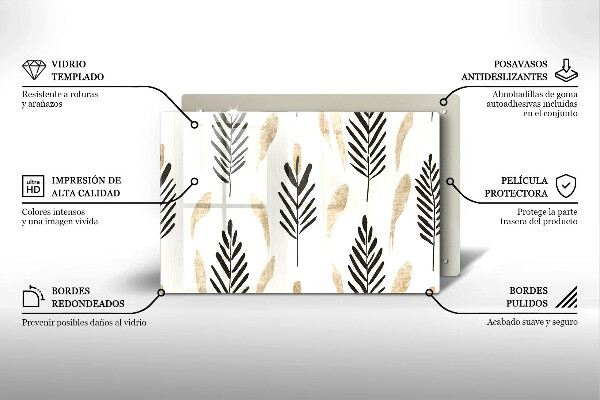 Üveg vágódeszka Boho növények