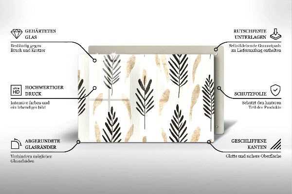 Üveg vágódeszka Boho növények