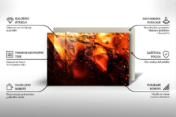 Üveg vágódeszka Cola ital jéggel