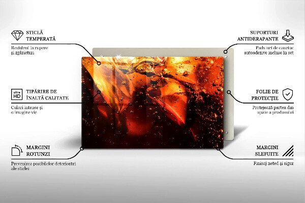 Üveg vágódeszka Cola ital jéggel