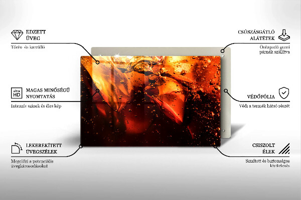 Üveg vágódeszka Cola ital jéggel