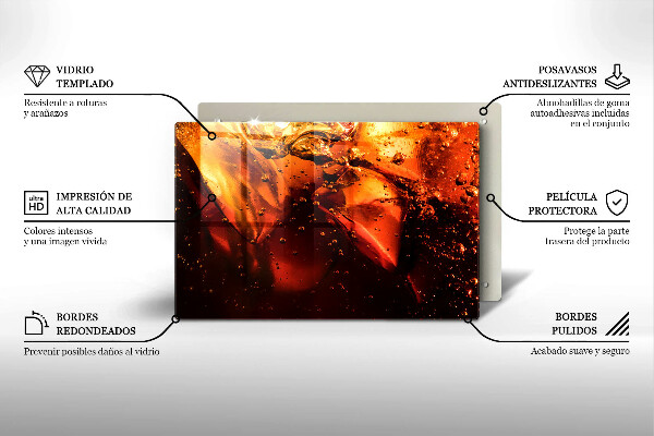 Üveg vágódeszka Cola ital jéggel