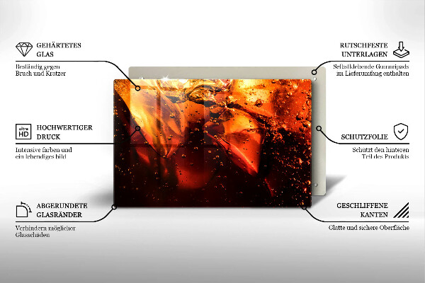 Üveg vágódeszka Cola ital jéggel